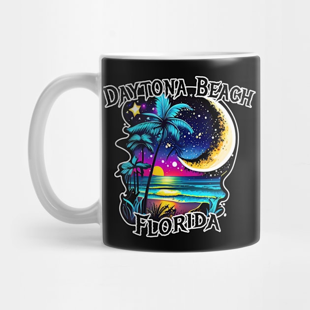 Daytona Beach Florida FL Moon Sunset Beach Ocean Palm Tree by heybert00